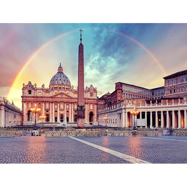 Un arc-en-ciel au-dessus de la vieille ville