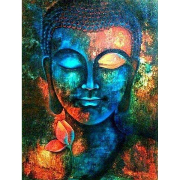 Visage de Bouddha coloré