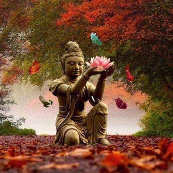 Bouddha avec fleur de lotus