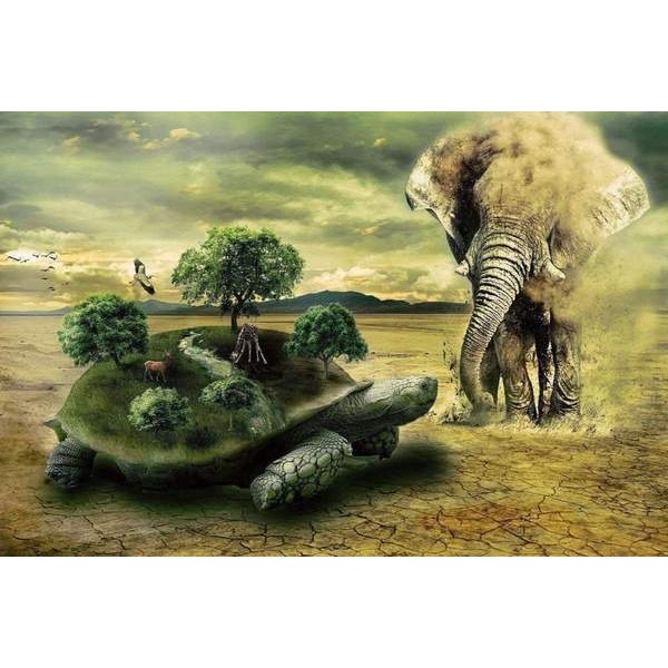 Un éléphant dans un monde de rêve