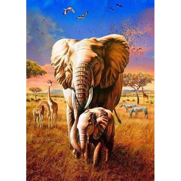 Éléphants d'Afrique ensemble