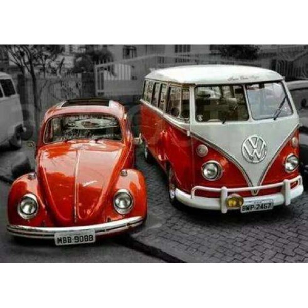 Coccinelle Rouge et Bus Volkswagen rouge
