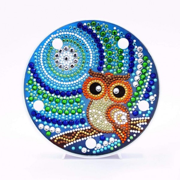 Lampe Ronde Chouette mandala et lune