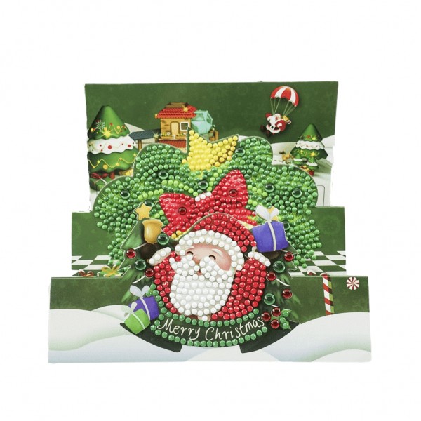 Carte de Noël dépliable en 3D Père Noël vert