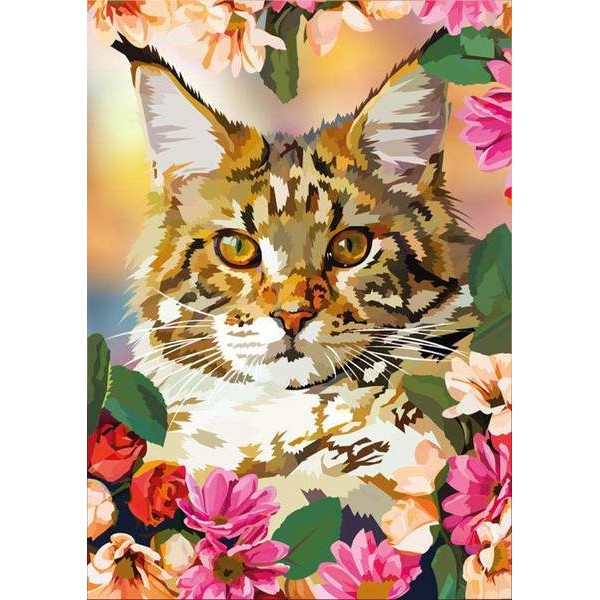Un Chat avec des fleurs