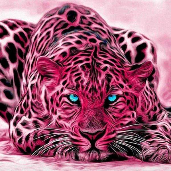Tigre rose aux yeux bleus