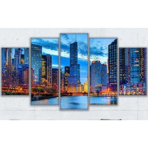 Skyline urbain | Cinq panneaux