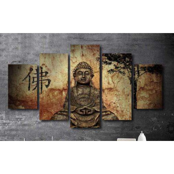 Signes chinois de Bouddha | Cinq panneaux