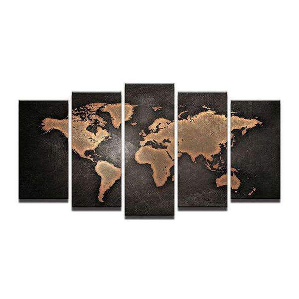 Carte du monde | Cinq panneaux