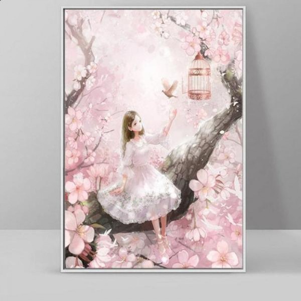 Fille sur l'arbre 50x60cm