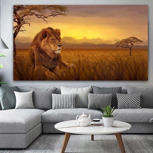 Lion dans la Savane à partir de 50x90cm