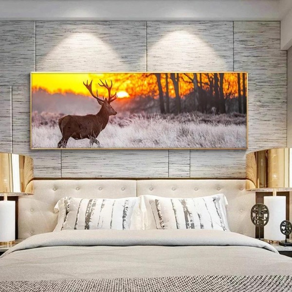 Cerf au coucher du soleil 40x120cm