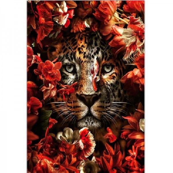 Tigre parmi les fleurs