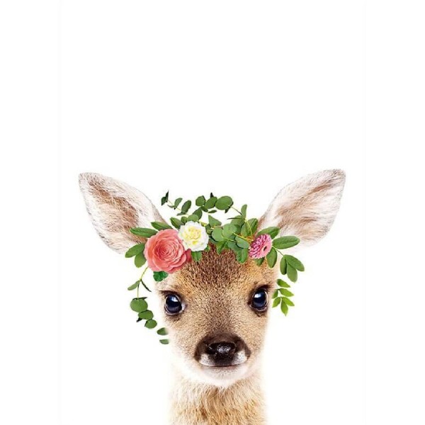 Bambi avec couronne de fleurs
