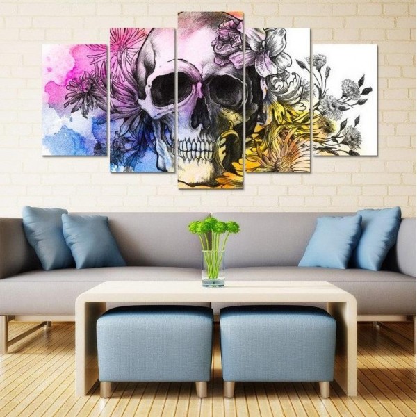 Crâne avec des fleurs | 5 parties
