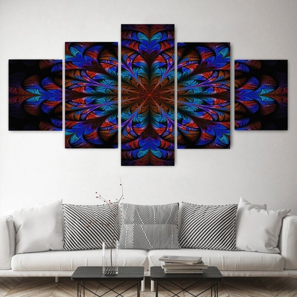 Mandala rouge et bleu | 5 parties