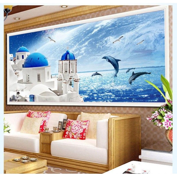 Temple au bord de la mer 40x100cm