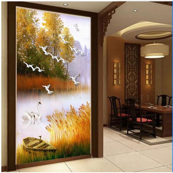 Cygnes en lac 50x90cm