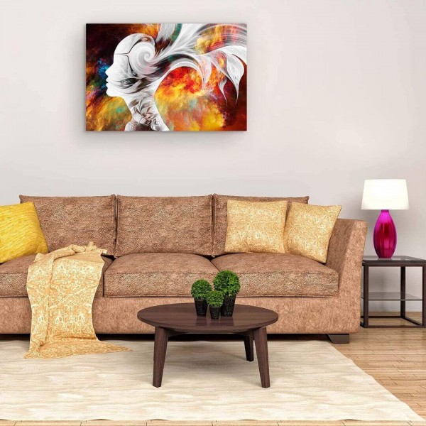 Femme abstraite jaune 50x70cm