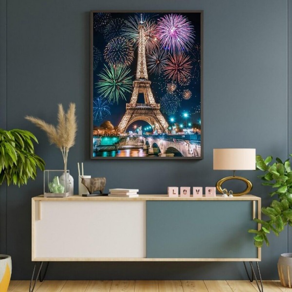 La Tour Eiffel avec feu d'artifice 50x70cm