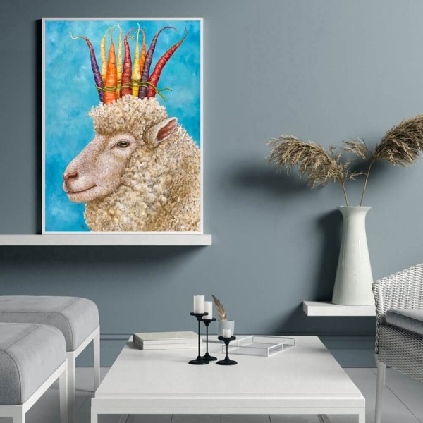 Mouton avec couronne de carotte 50x70cm