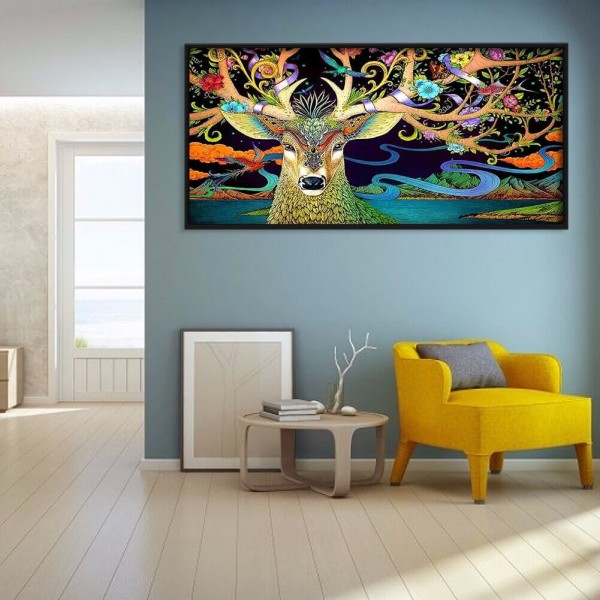 Cerf avec des fleurs 50x100cm