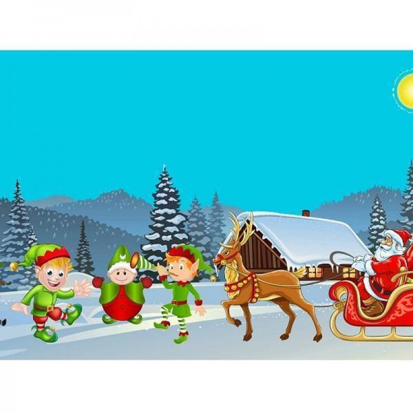 Père Noël avec des elfes