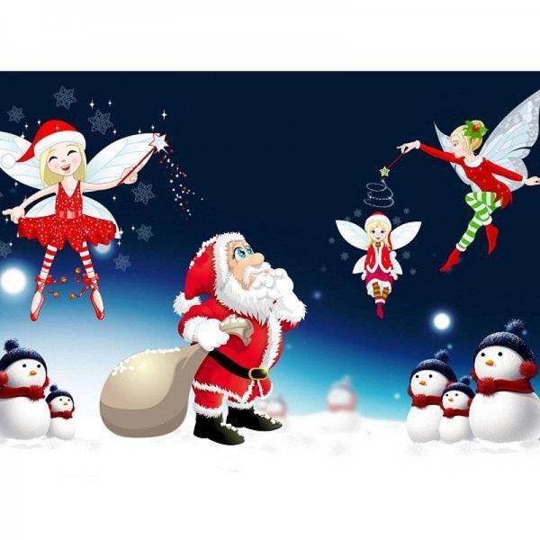 Père Noël avec des elfes