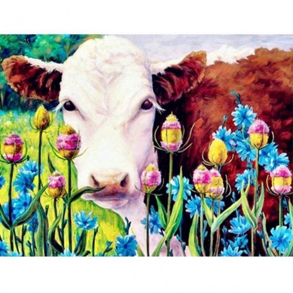 Vache avec des fleurs