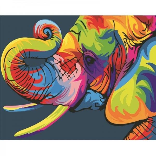Éléphant coloré - Tableau par numéro