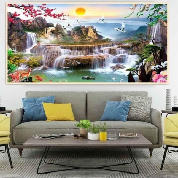 Cascade dans les montagnes 50x100cm