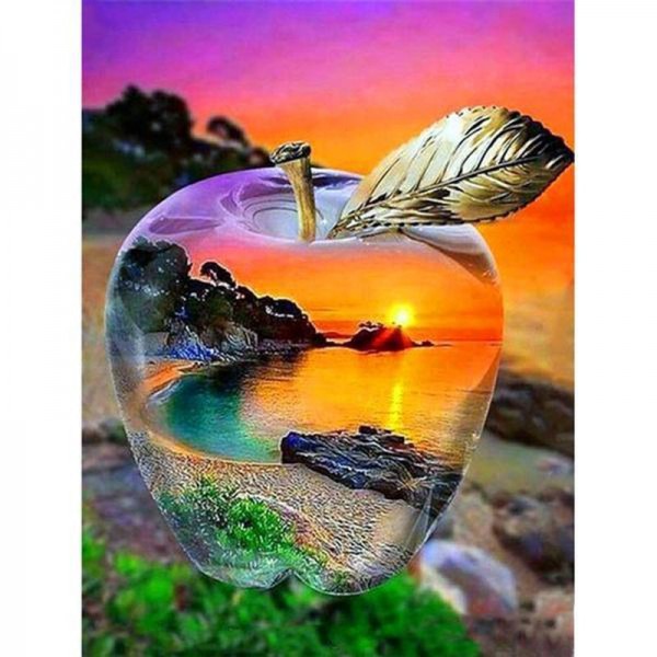 Paysage dans une pomme