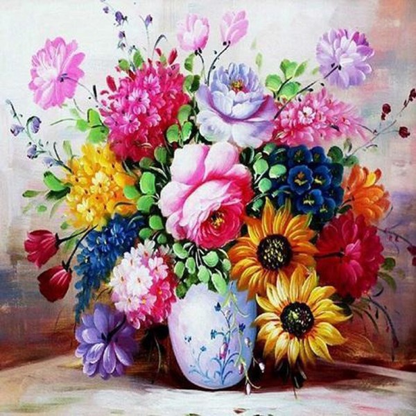 Vase de fleurs colorées
