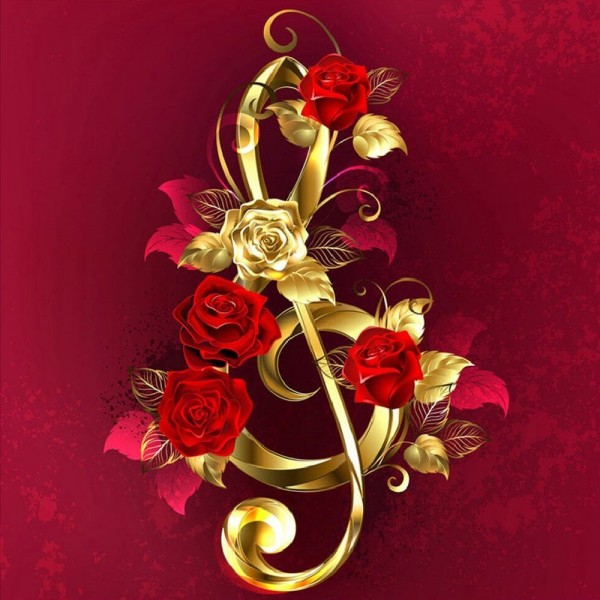 Note de musique avec des roses